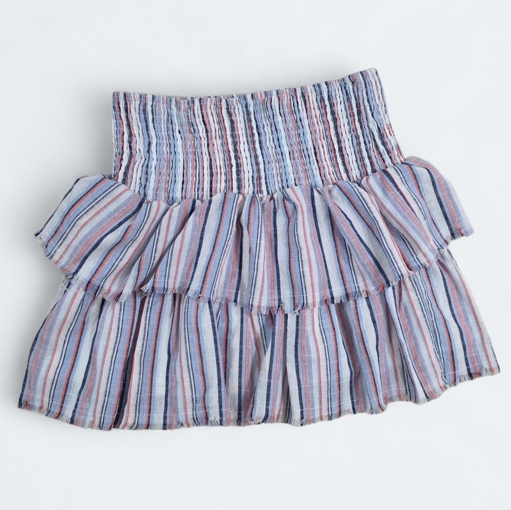 Shein Striped Layered Cotton Ruffle Mini Skirt Size Small